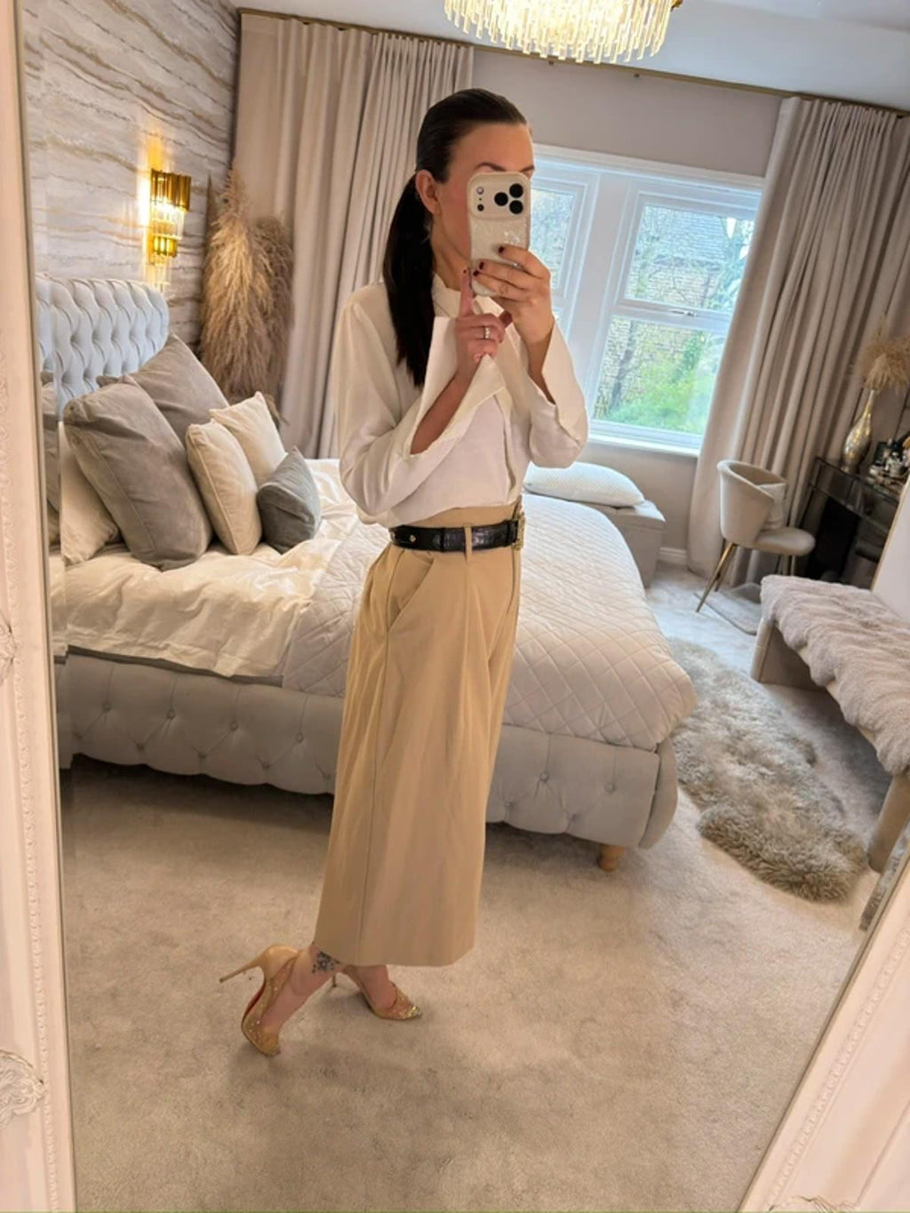 River Island Beige Cropped Wide Leg Trouser 14