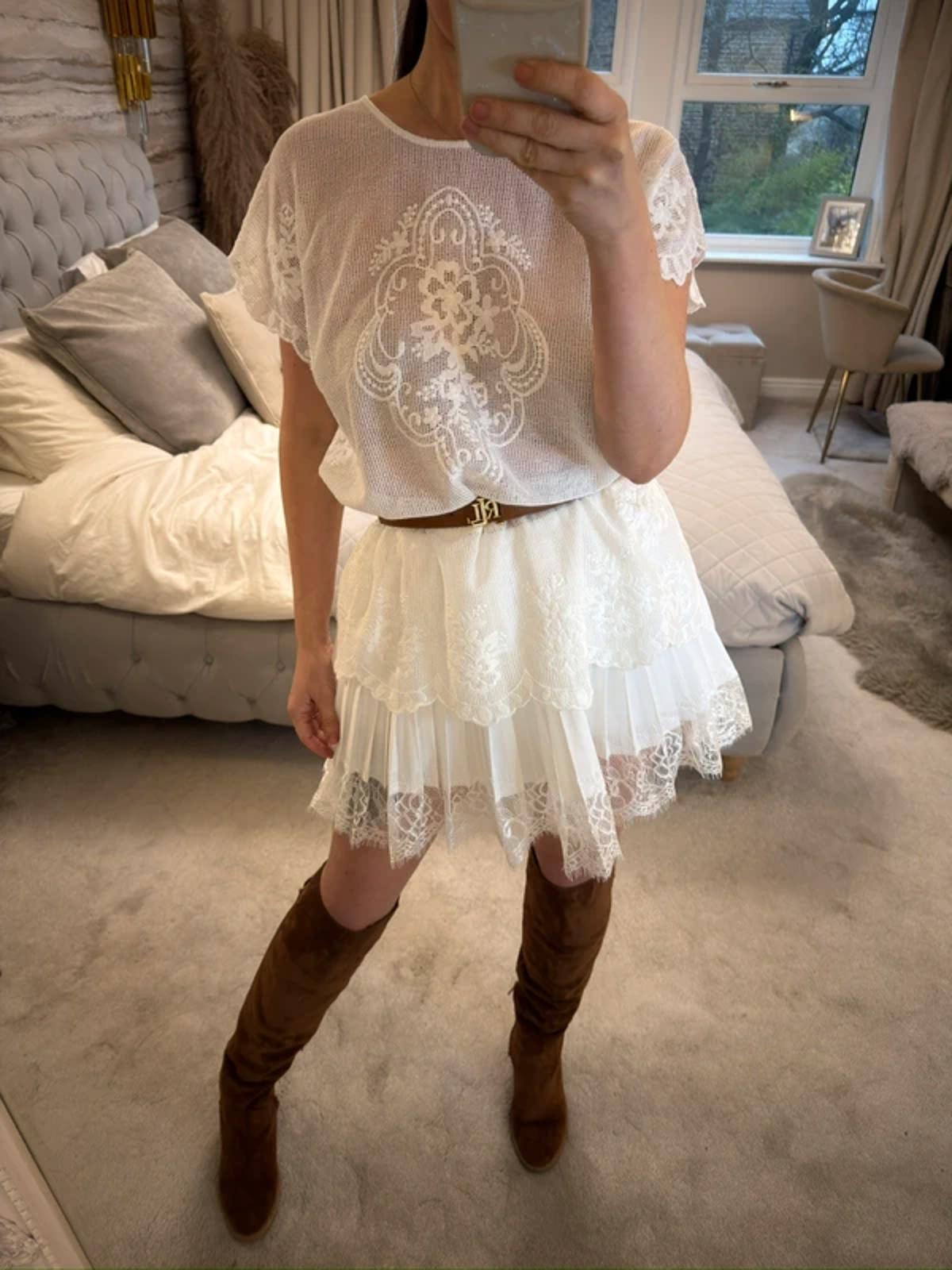 V by Very White Sheer Boho Top One Size