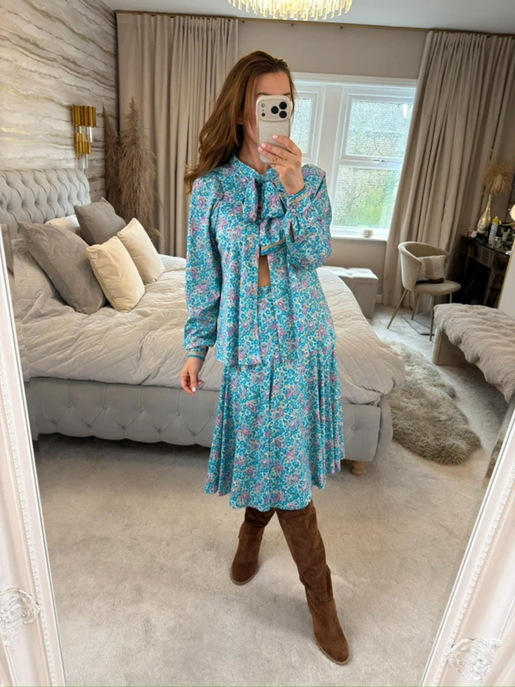 Vintage Blue Paisley Skirt Co Ord 6/8