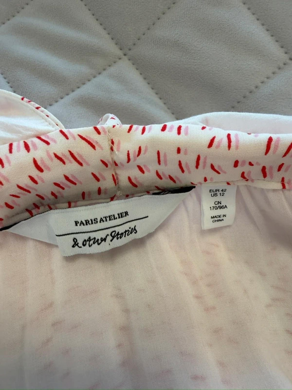 & Other Stories White & Red Belted Midi Dress 14