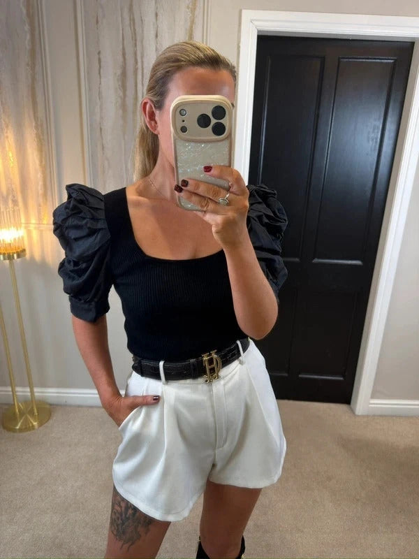 River Island Black Puff Sleeve Top 10
