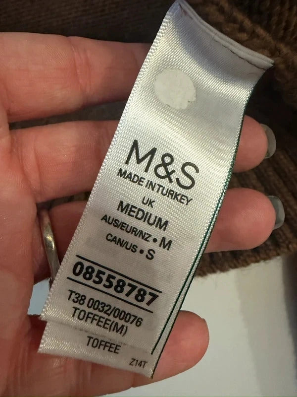 M&S Brown Cable Knit Roll Neck Jumper Medium