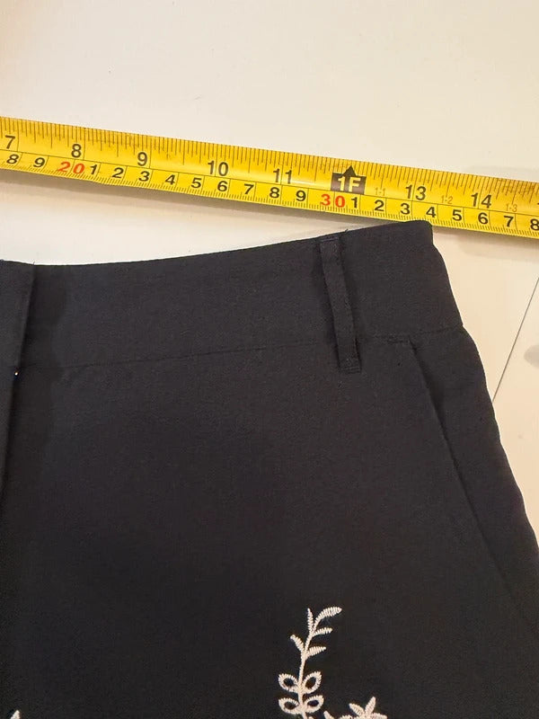 TU Black & White Embroidered Shorts 8