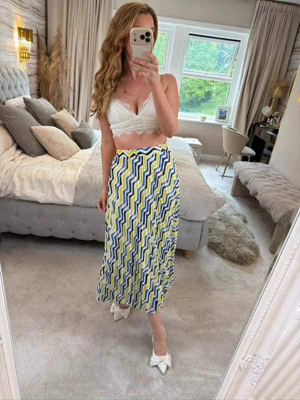 M&S Multicoloured Pleated Midi Skirt 8