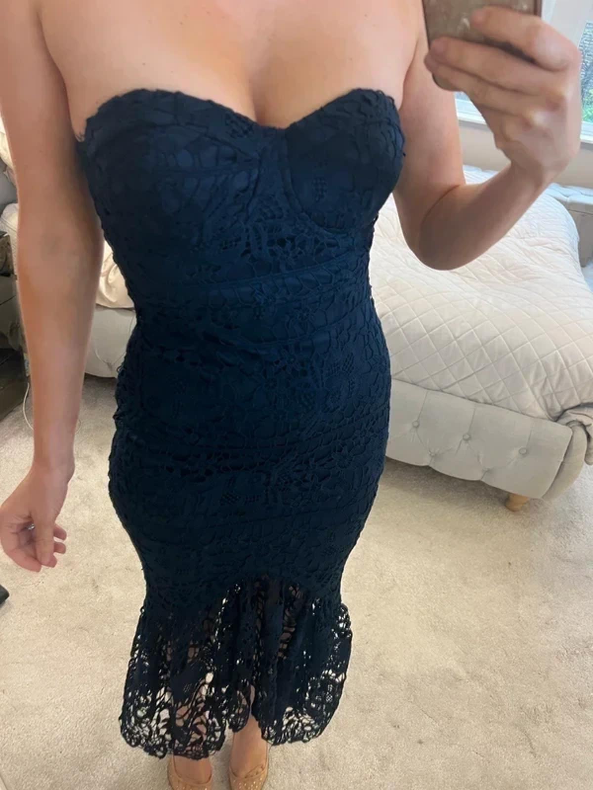 Missguided Navy Lace Midi Dress 8