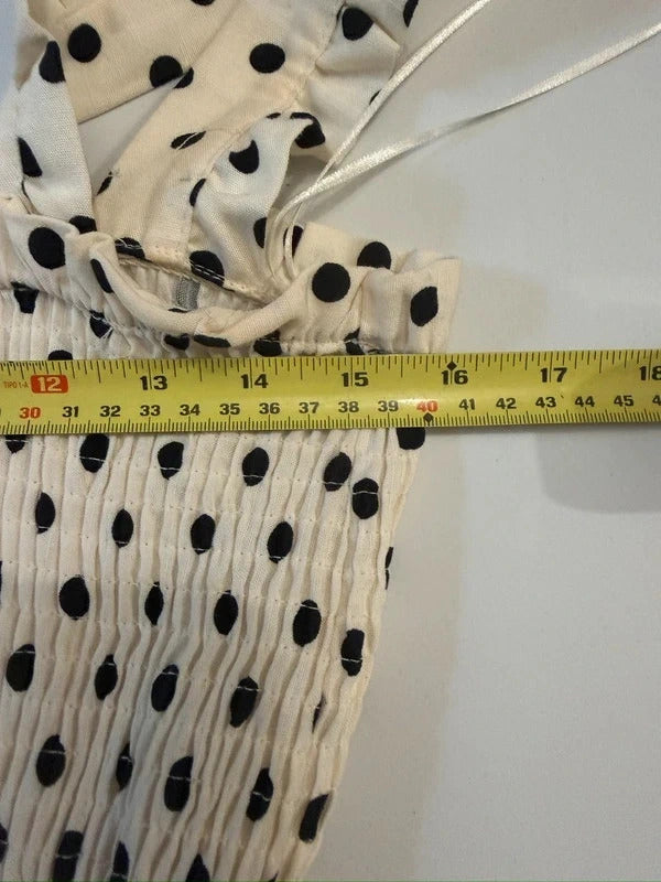 Zara Cream & Black Polka Dot Midi Dress Small