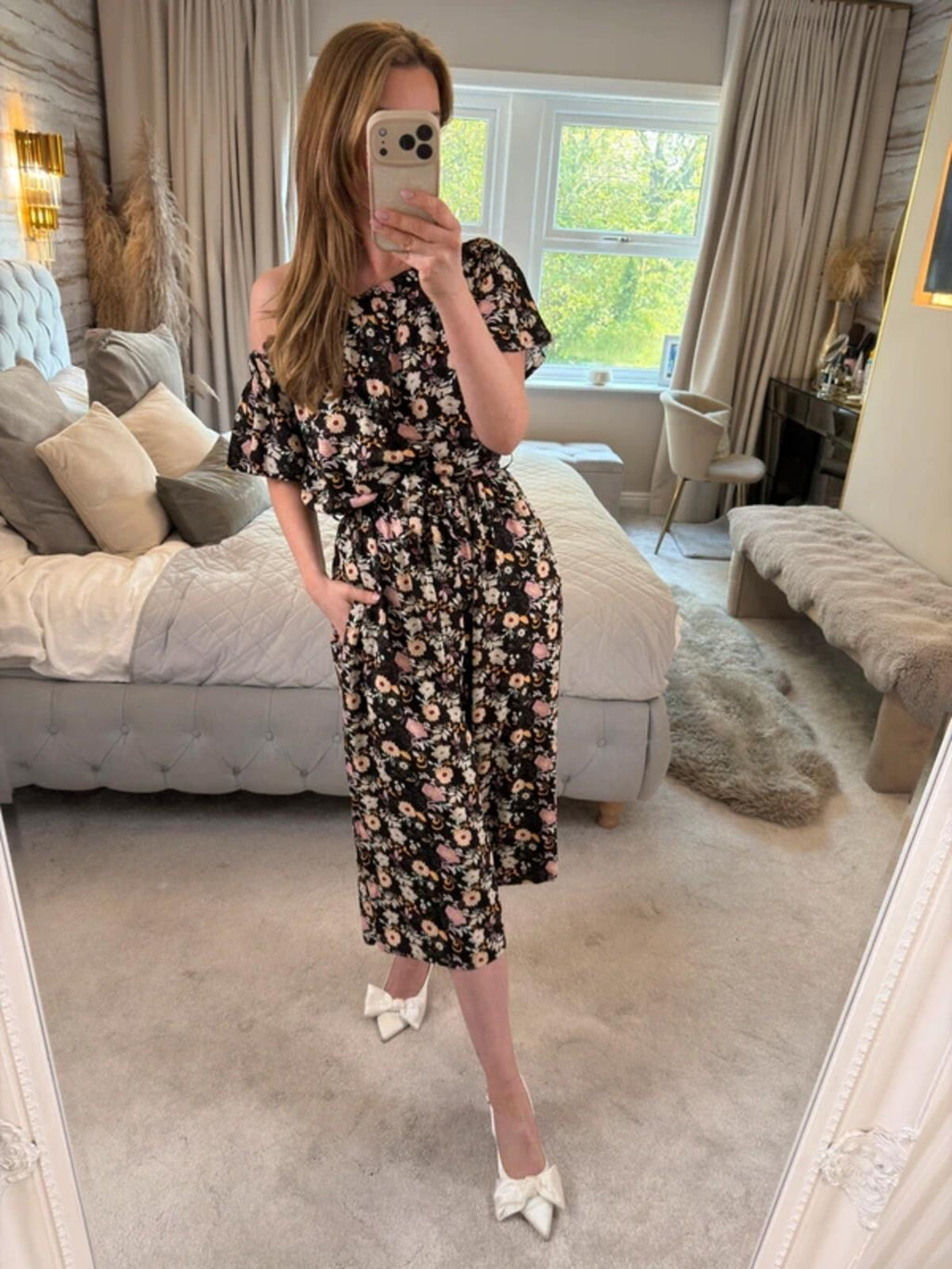 Joe Browns Black Floral Off The Shoulder Cropped Jumpsuit 12