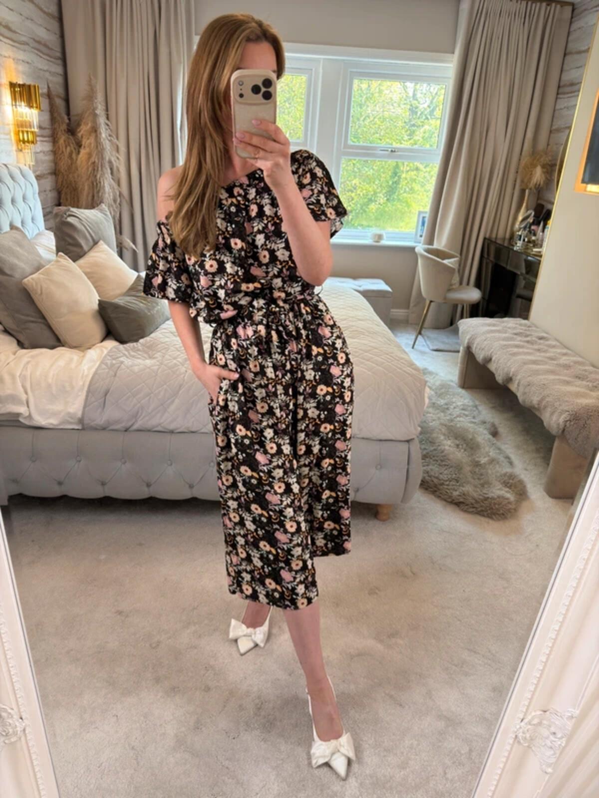Joe Browns Black Floral Off The Shoulder Cropped Jumpsuit 12