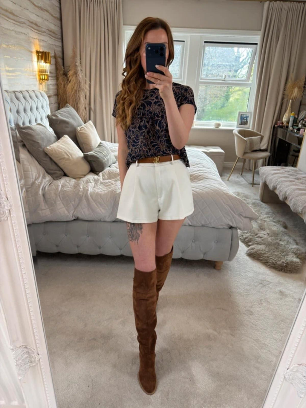 Zara Navy Semi Sheer Lace Blouse Small