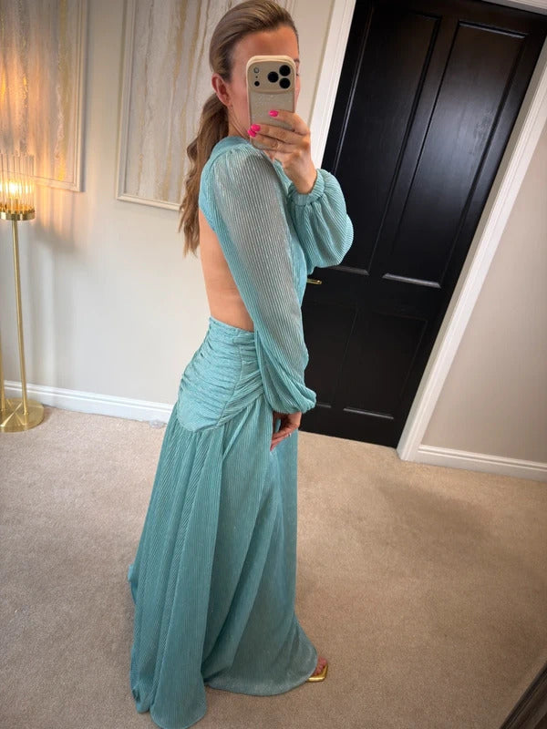 Anne Louise Boutique Blue Goddess Open Back Maxi Dress 6