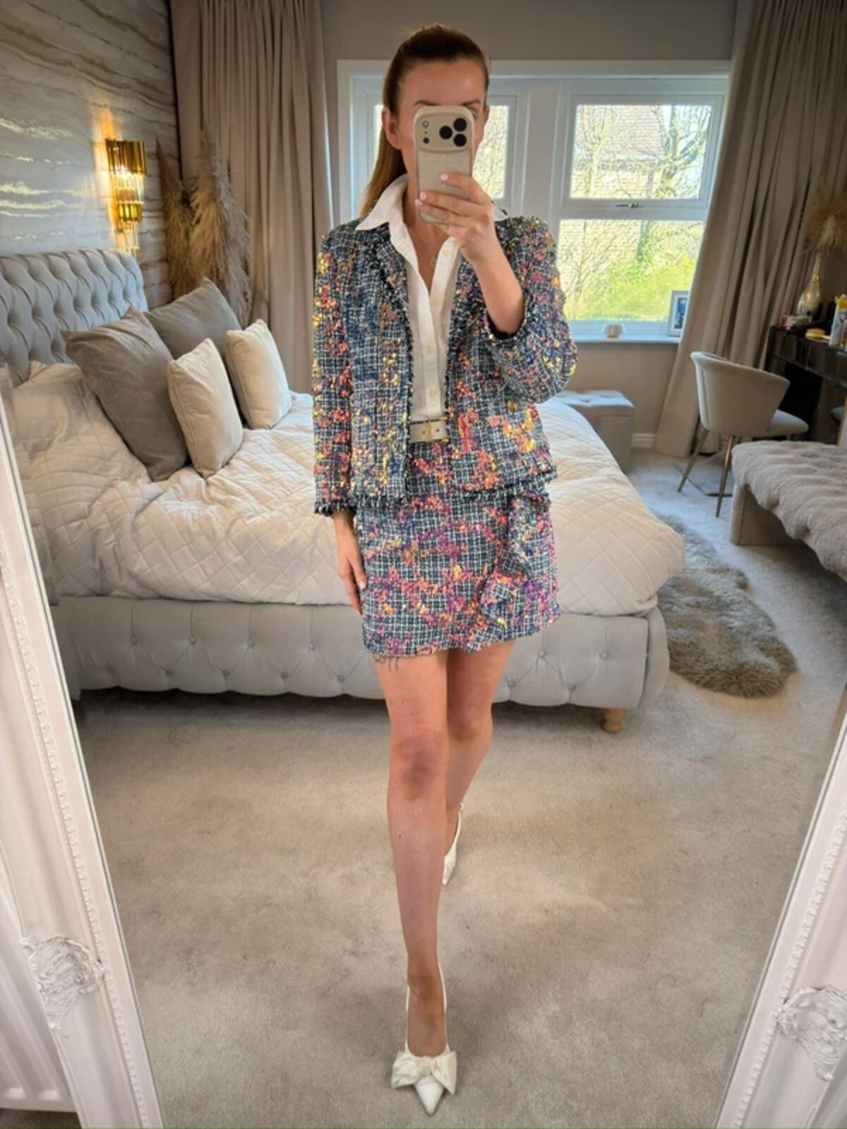 River Island Sequin Tweed Blazer & Skirt Co Ord