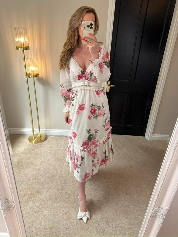 LoveShackFancy Pink Firefly Midi Dress