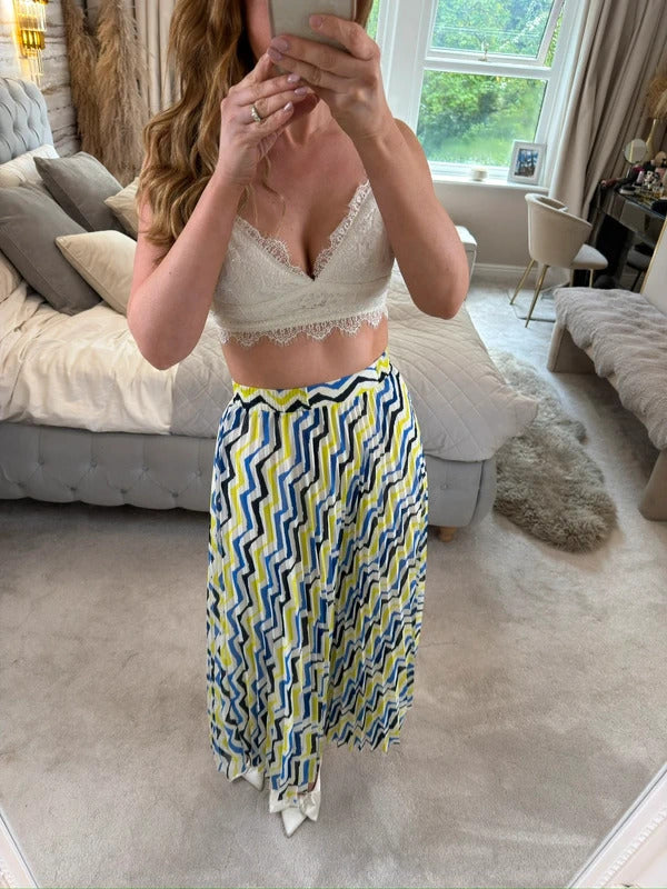 M&S Multicoloured Pleated Midi Skirt 8