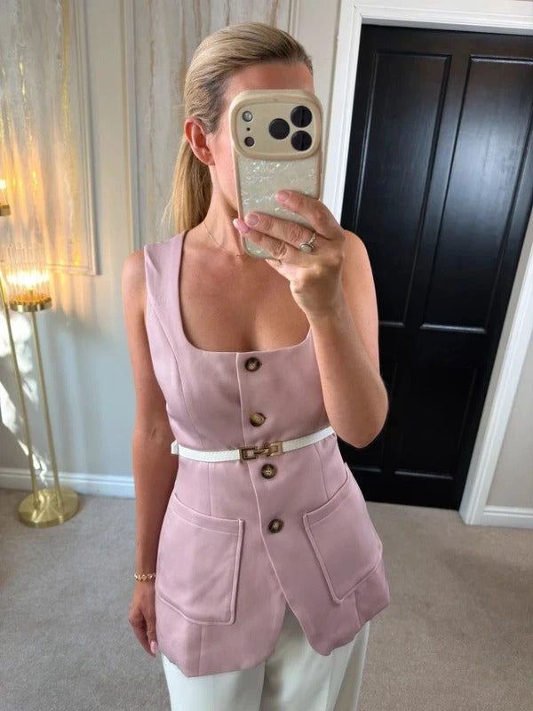 CrazyDizzy Pink Waistcoat / Top Large