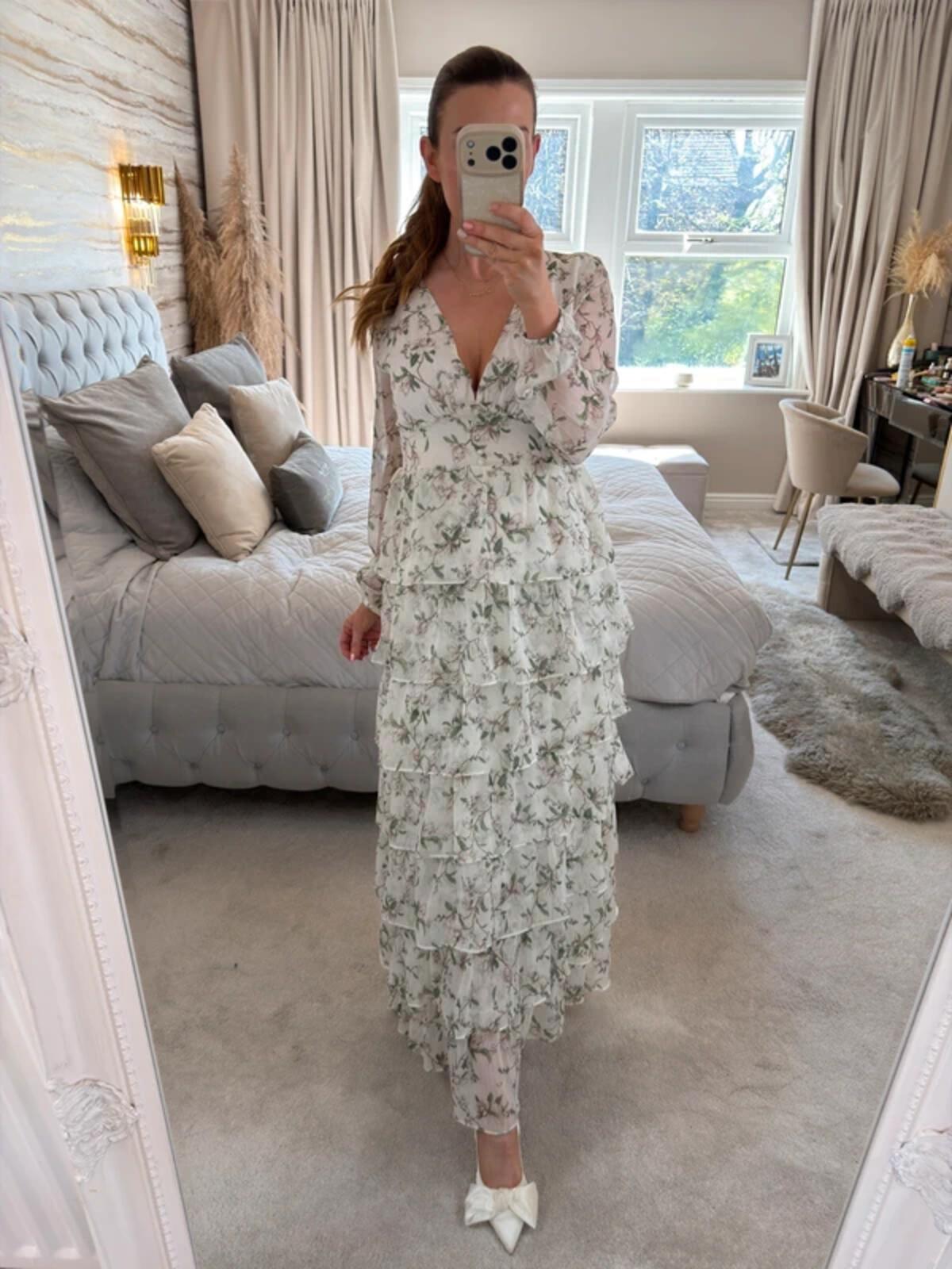 Anne Louise Boutique White Floral Tiered Maxi 8