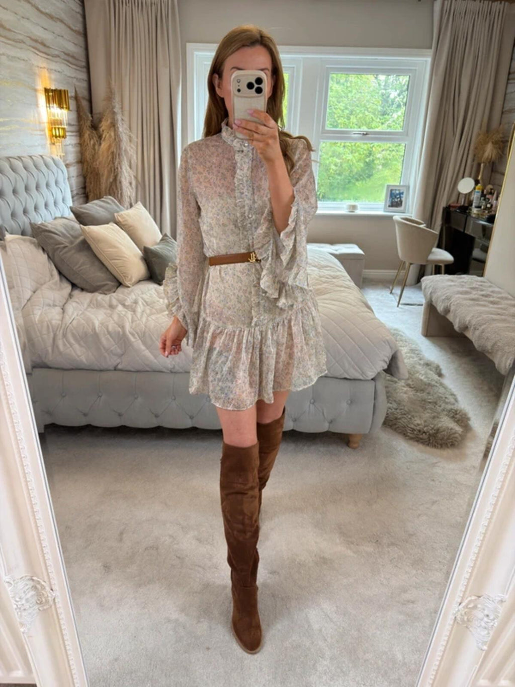 River Island Multicoloured Sheer Boho Frill Dress 10