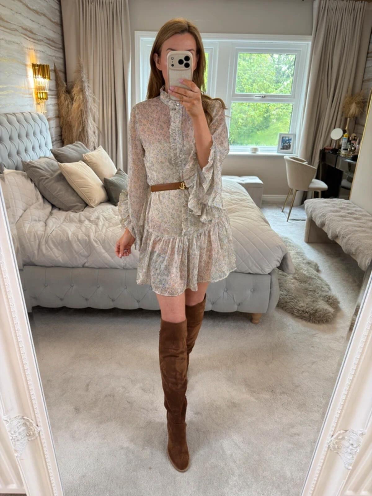 River Island Multicoloured Sheer Boho Frill Dress 10