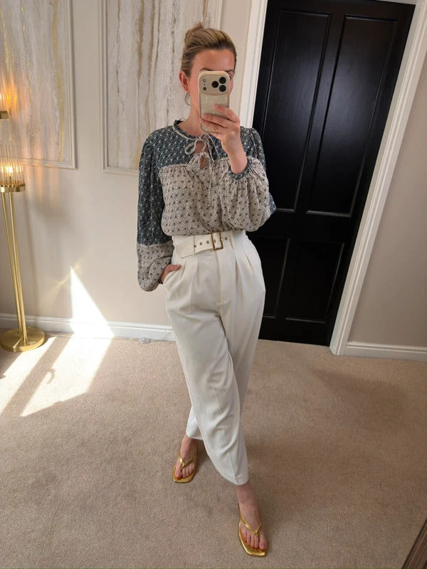 Per Una Cream & Navy Boho Blouse 12