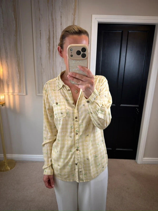 Country Rose Daisy Print Gingham Shirt 10