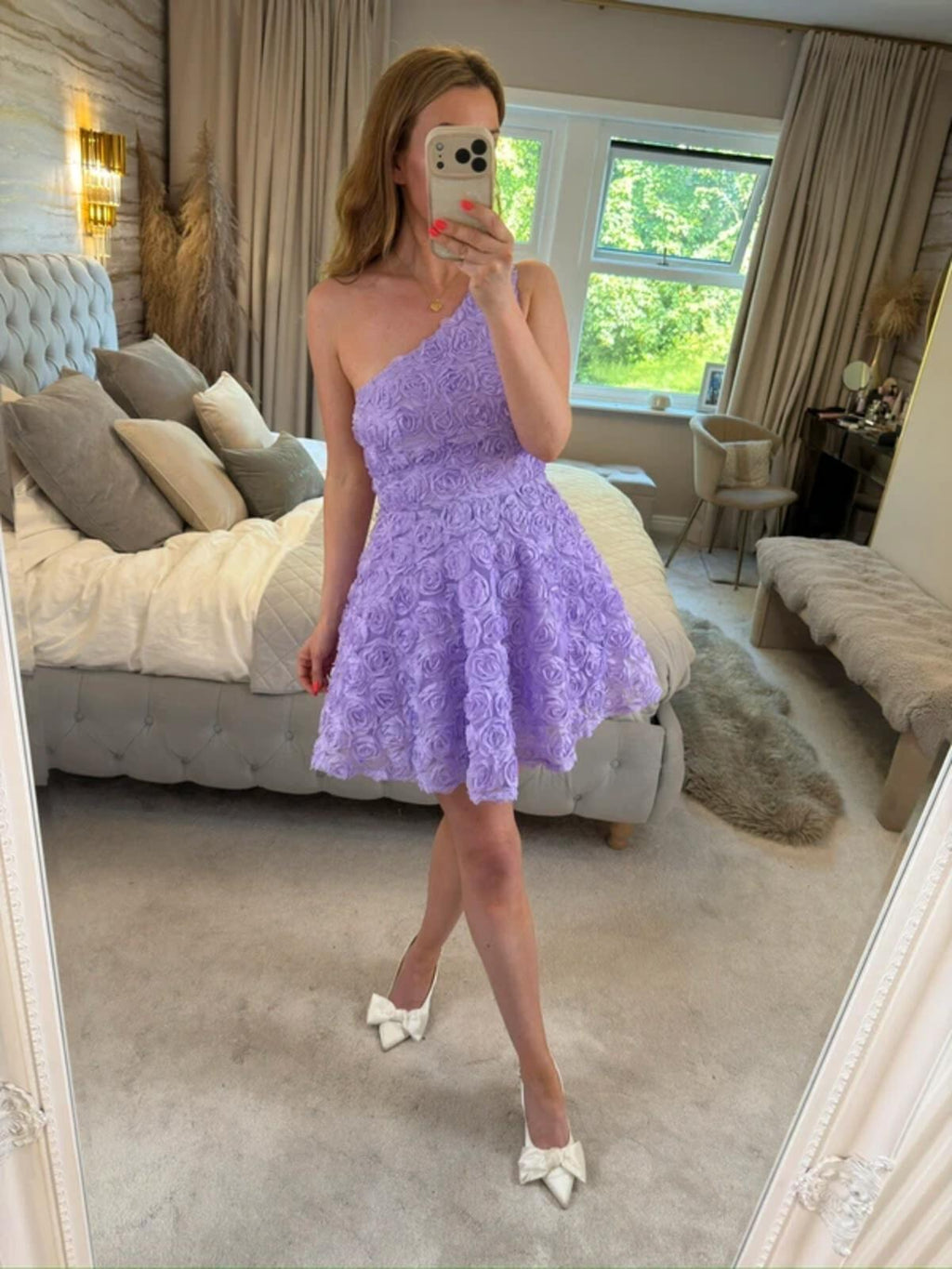 Faeriesty Lilac 3D Floral Petal Mini Dress Small
