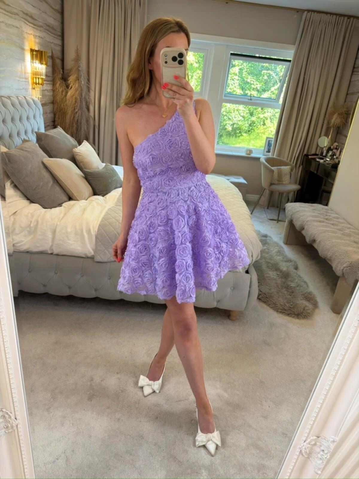 Faeriesty Lilac 3D Floral Petal Mini Dress Small