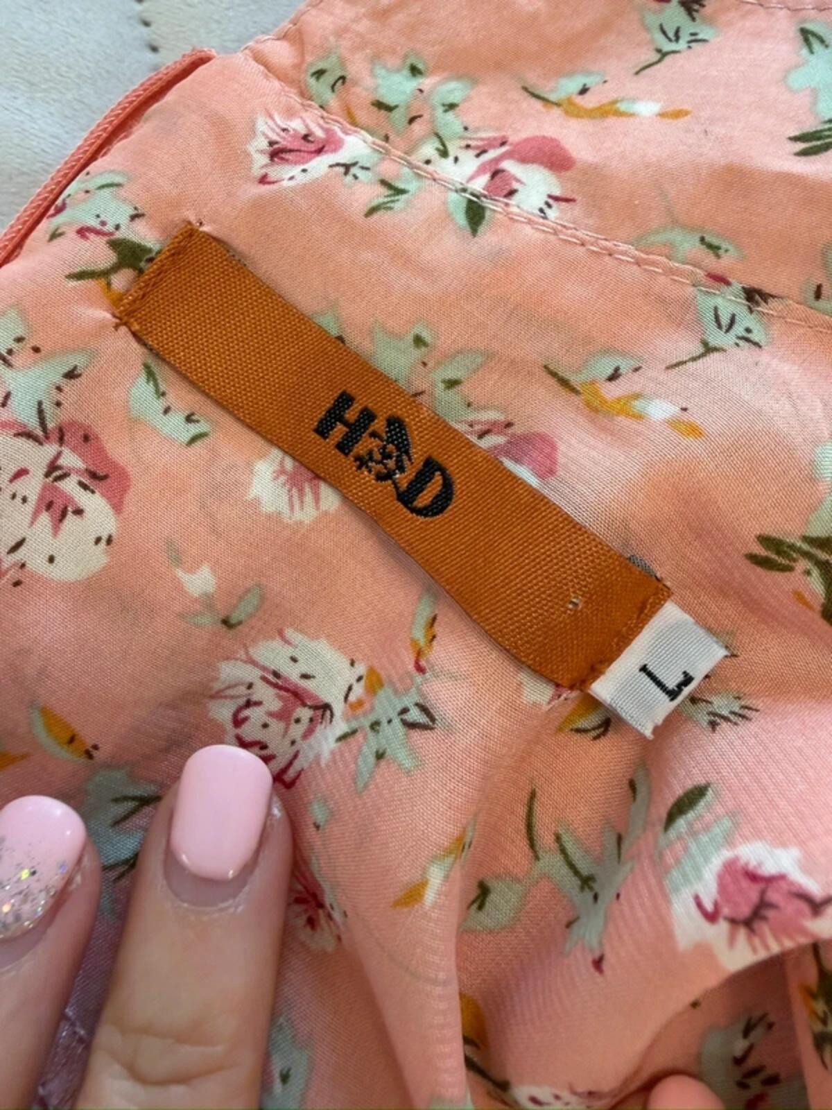 H&D Pink Floral Oriental Dress Large