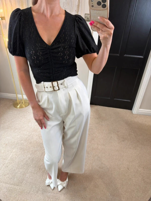 New Look Black Semi Sheer Top 8