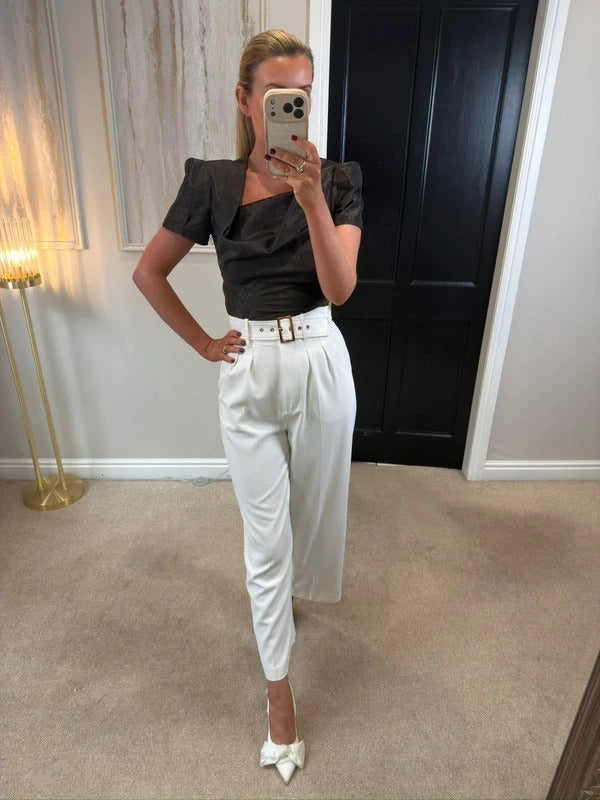 Bolongaro Trevor Brown Metallic Statement Blouse