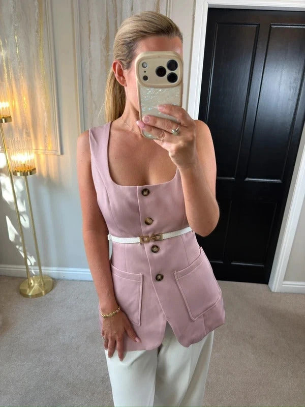 CrazyDizzy Pink Waistcoat / Top Large