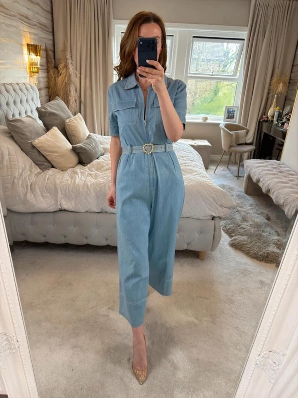 Sister Jane Light Blue Denim Jumpsuit Small