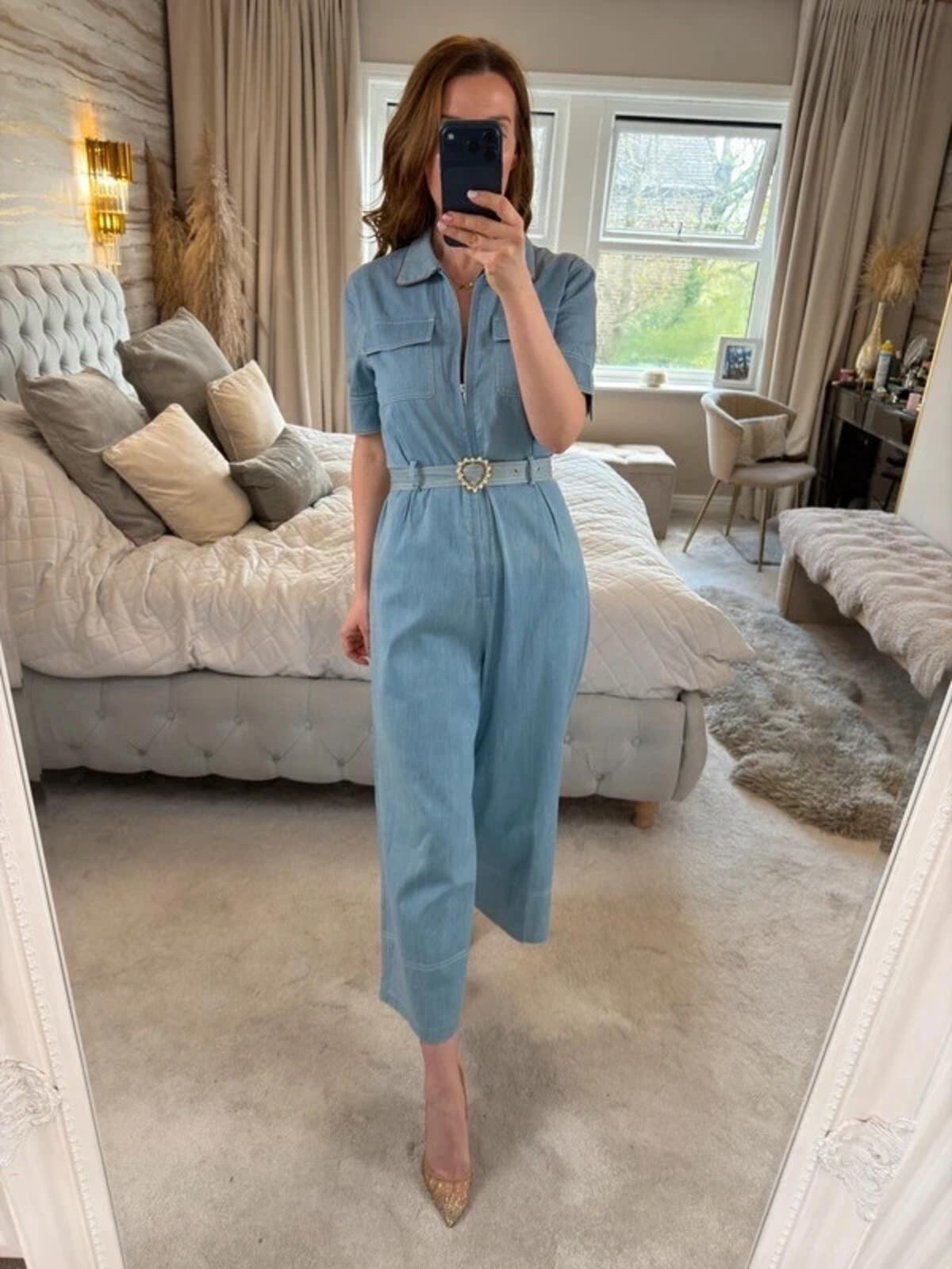 Sister Jane Light Blue Denim Jumpsuit Small