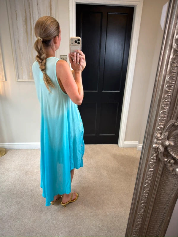 Boutique Blue Boho Midi Dress One Size