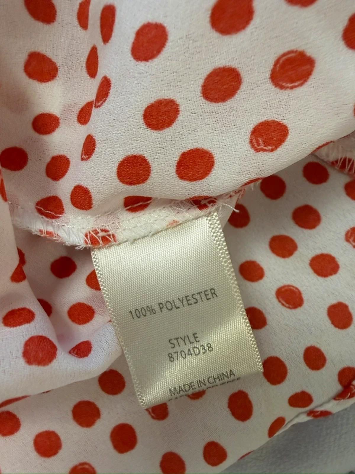 Max Studio Cream & Red Polka Dot Frill Blouse XS