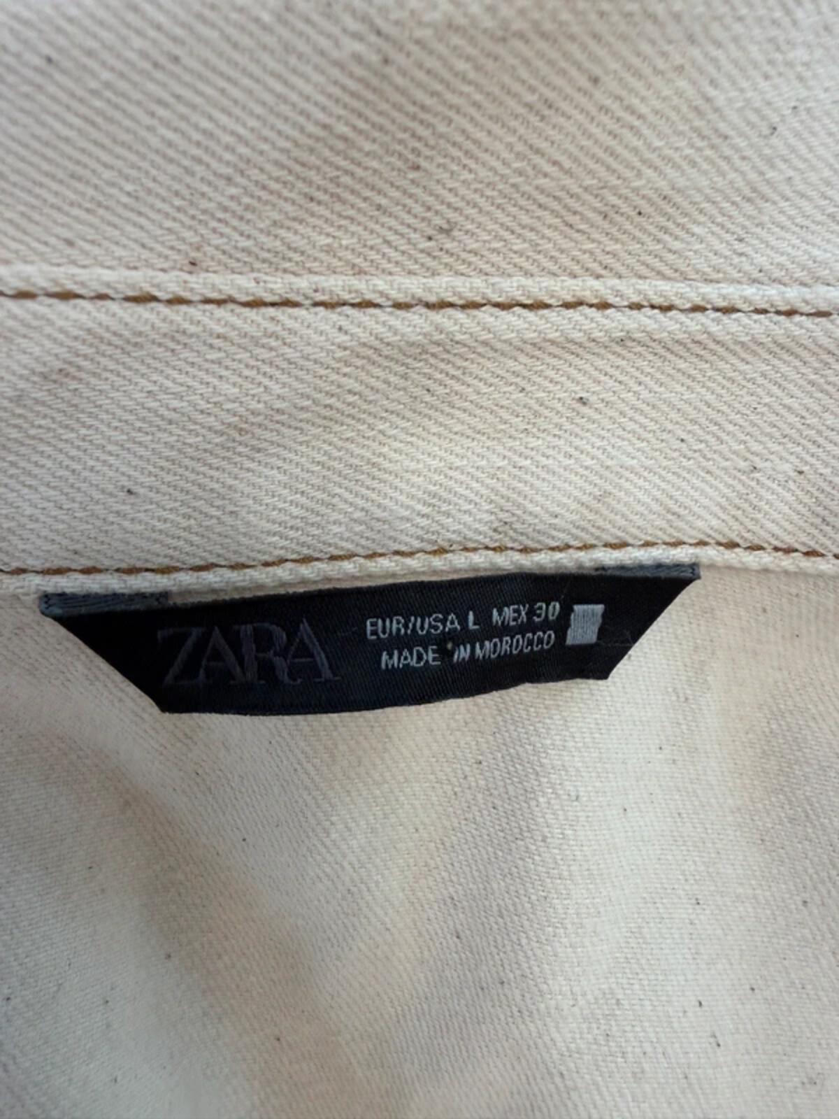 Zara Cream Denim Fitted Shirt Large