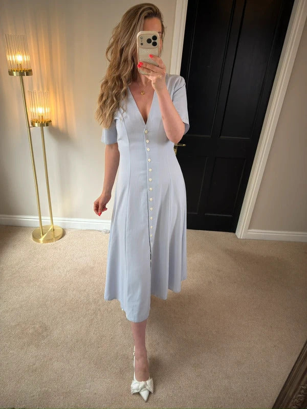 Vintage Etam Powder Blue Midi Dress 10