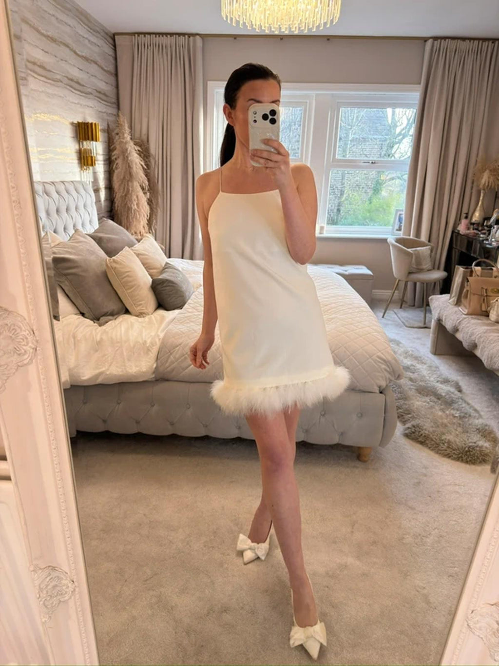 Topshop White Feather Mini Dress 6