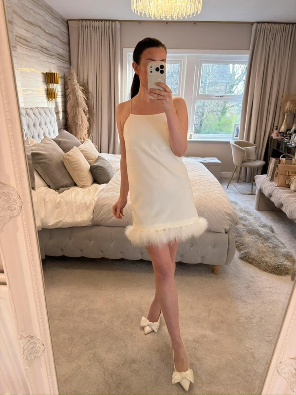 Topshop White Feather Mini Dress 6
