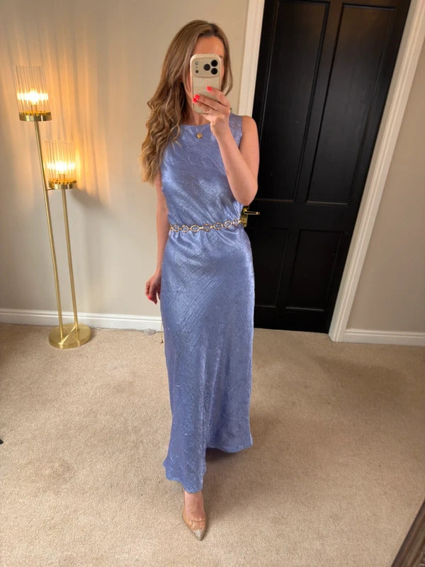 Vintage Monsoon Lilac /Blue  Textured Dress Large