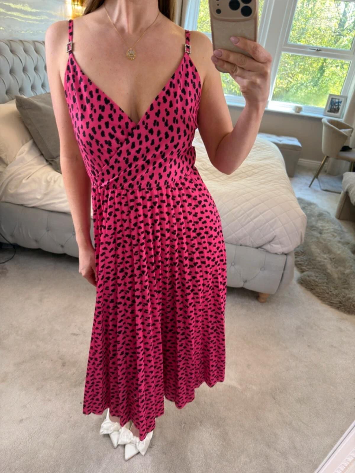 River Island Pink Pleated Diamanté Midi Dress 12
