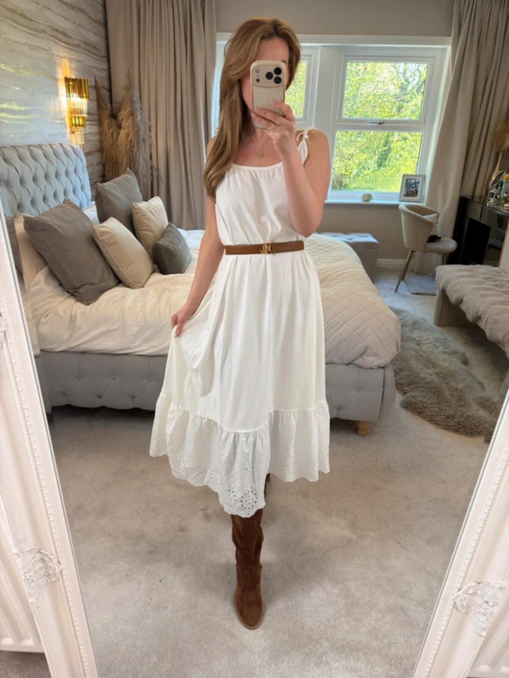 BNWT Next White 100% Cotton Broderie Anglaise Midi Dress 12