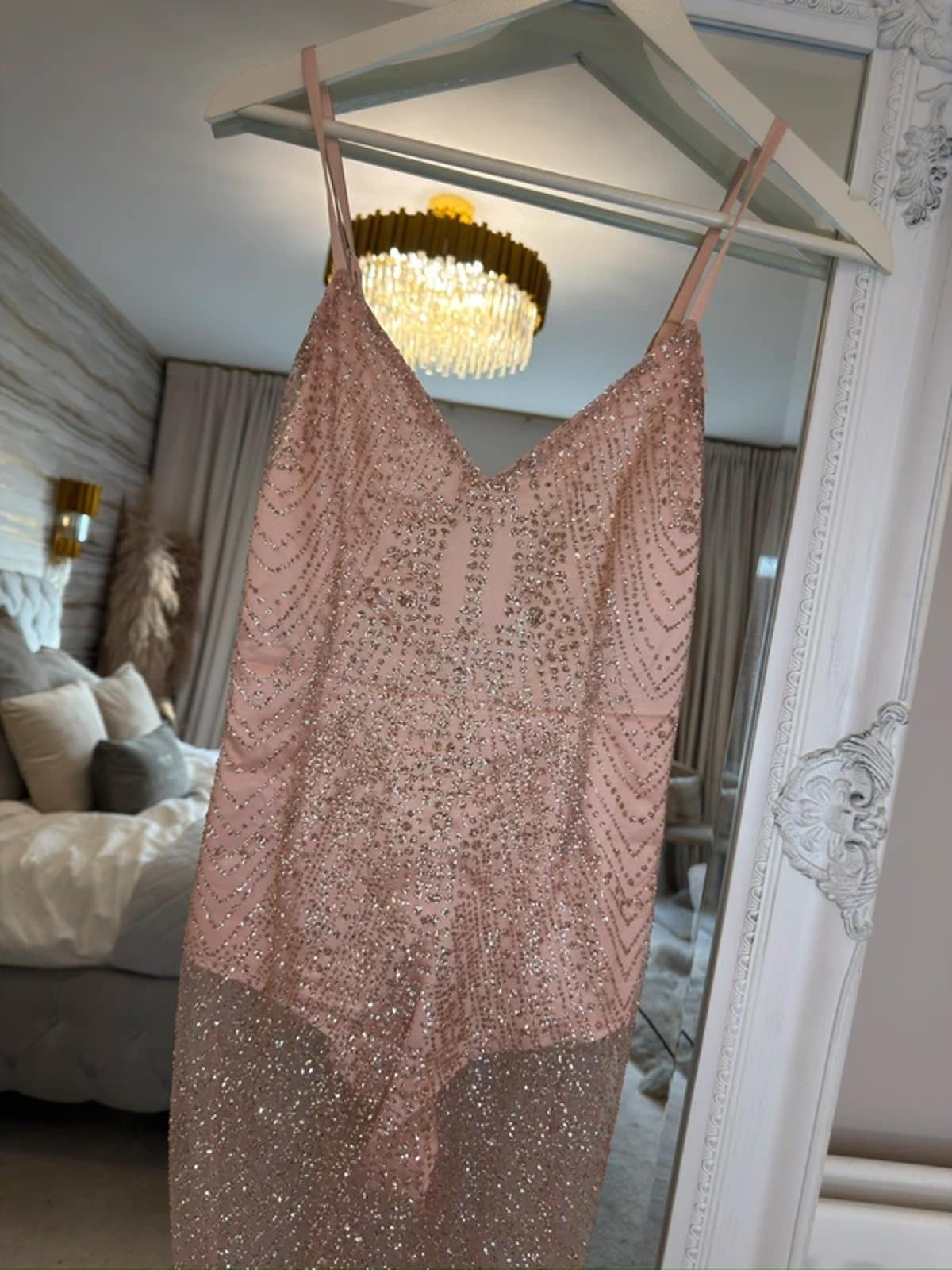 BNWT Oh Polly Nude Embellished Sheer Dress 6