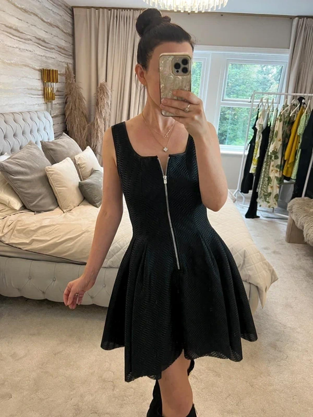 Maje Black Gulliver Mesh Fit and Flare Dress Size 2