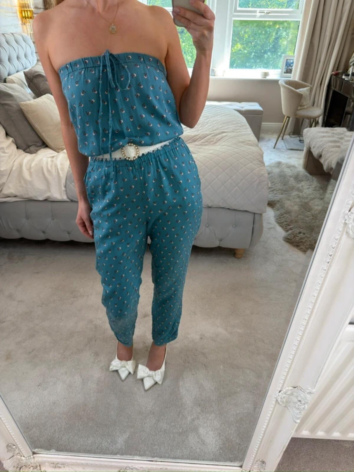 Jack Wills Blue Floral Silk Blend Jumpsuit 10