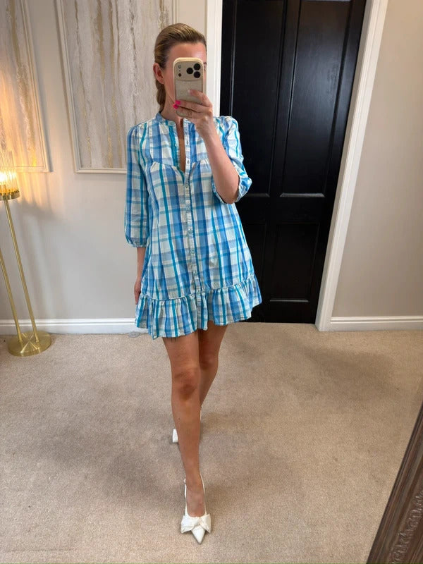 Vintage Jack Wills Blue Check Tunic / Mini Dress 10