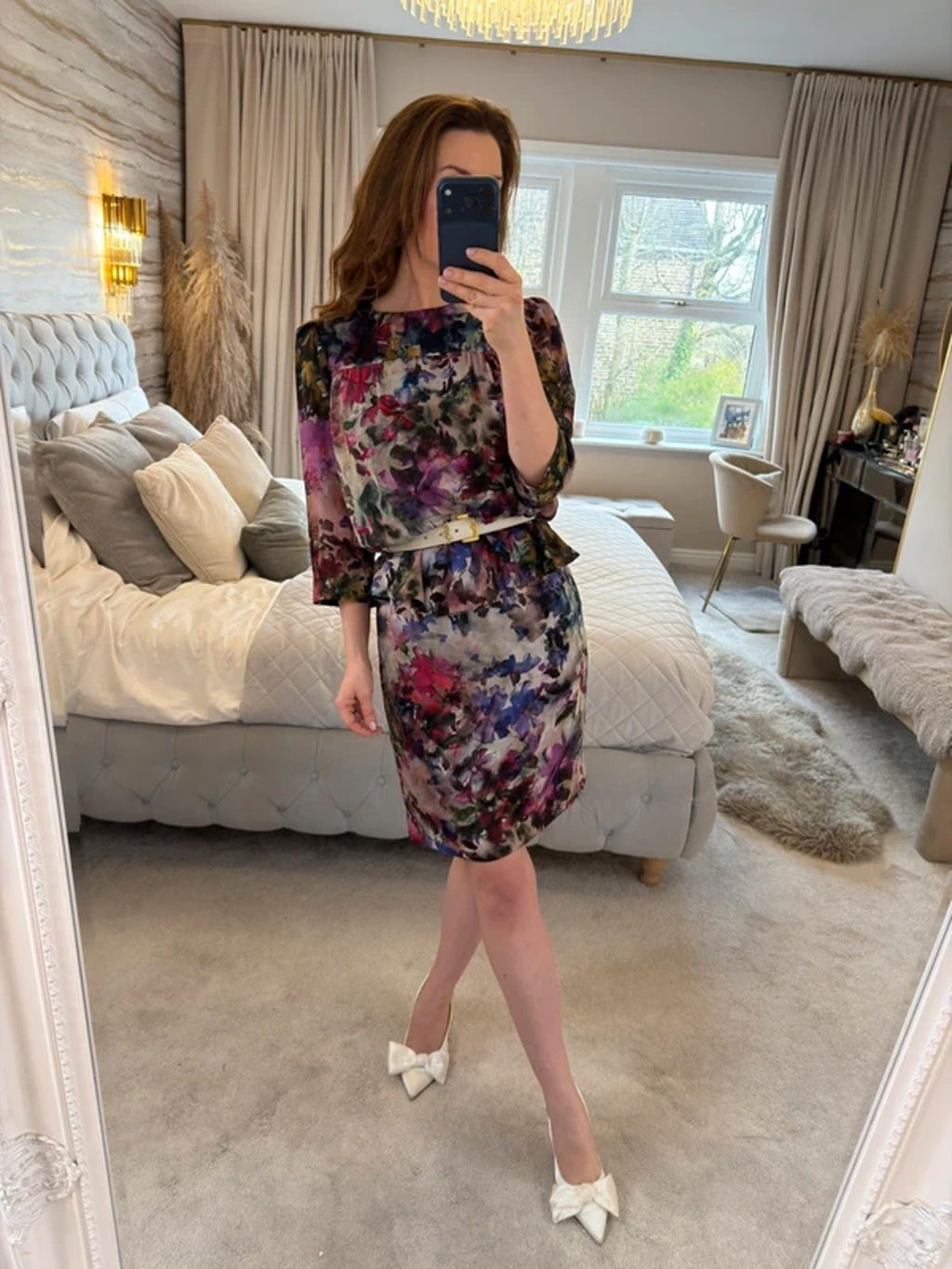 Hobbs Floral Peplum Dress 10