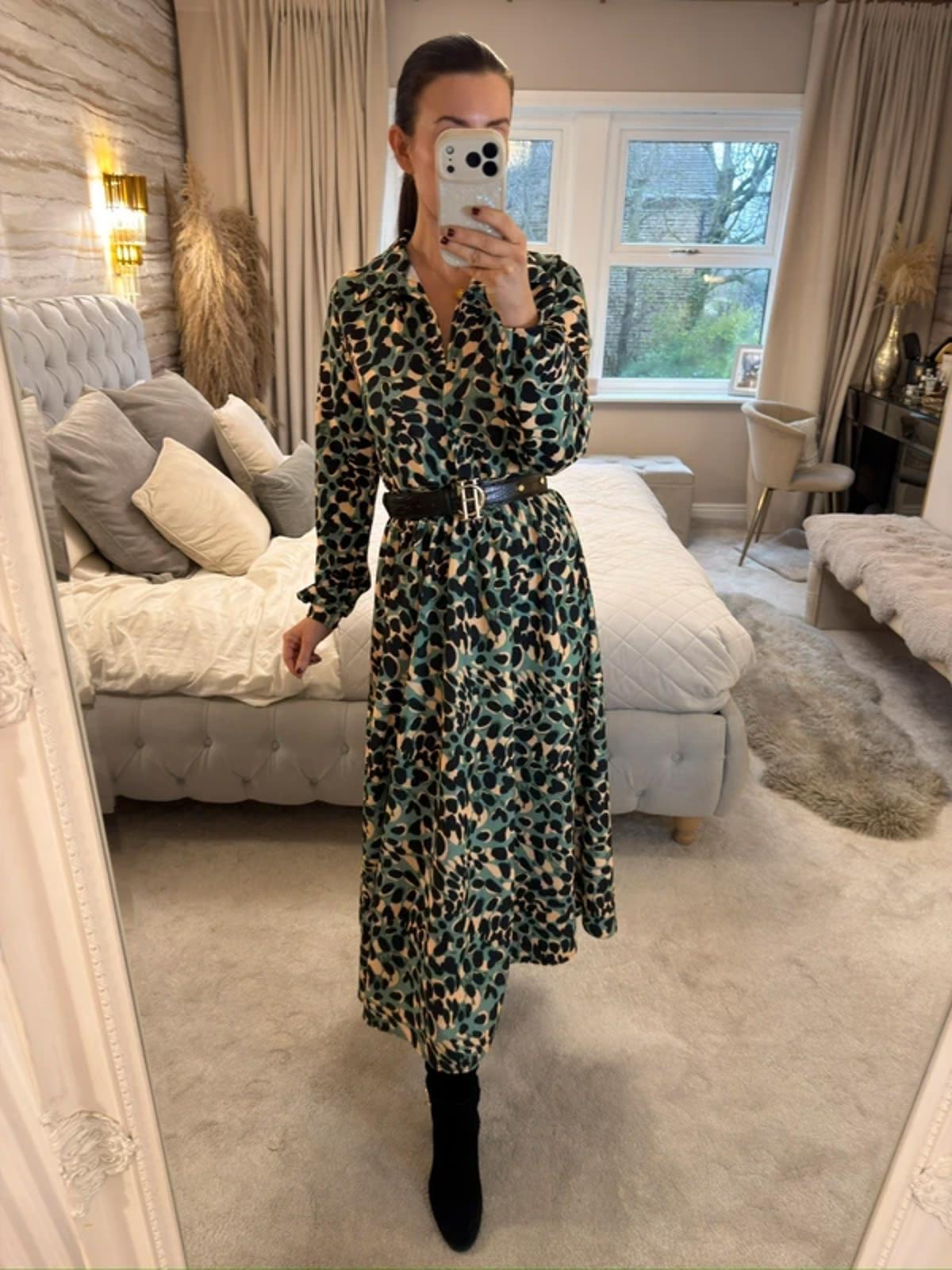 Green Belted Midi Dress 8
