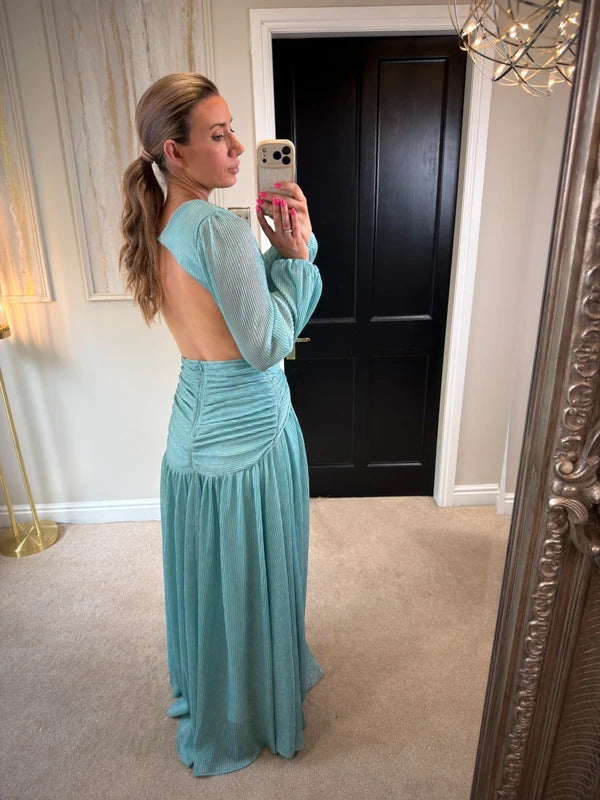 Anne Louise Boutique Blue Goddess Open Back Maxi Dress 6