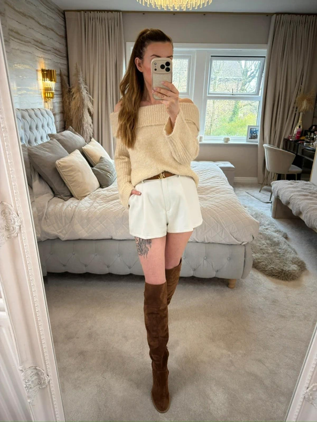Kimchi Blue Cream Off The Shoulder Jumper XS