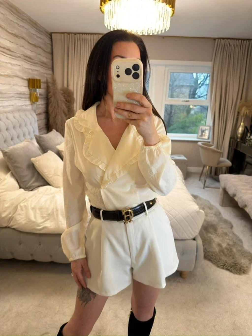 New Look Cream Frill Collar Boho Blouse 6