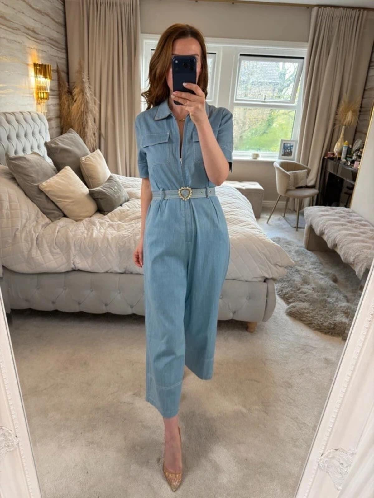 Sister Jane Light Blue Denim Jumpsuit Small